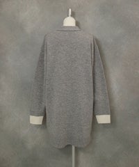 ウール100％チュニック丈カーディガン後（ライトグレー）