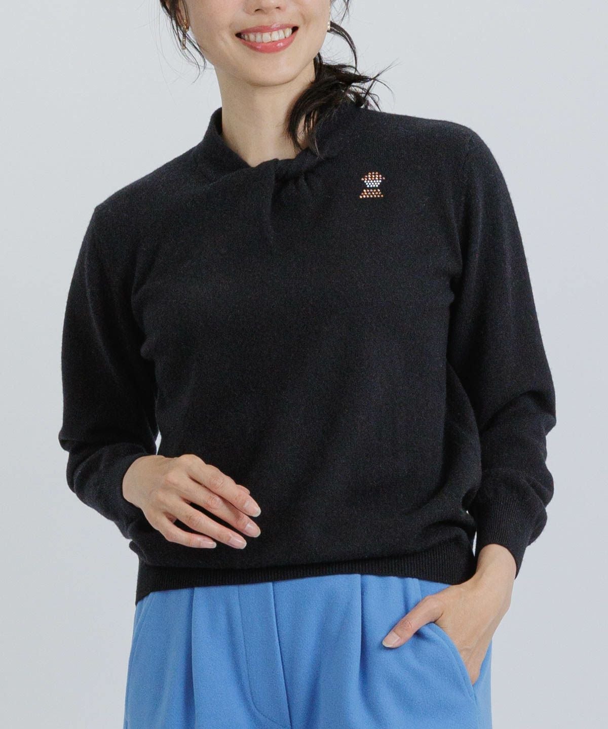 ウール100％ピクセル刺繍ニットカーディガン|スタジオピッコーネ