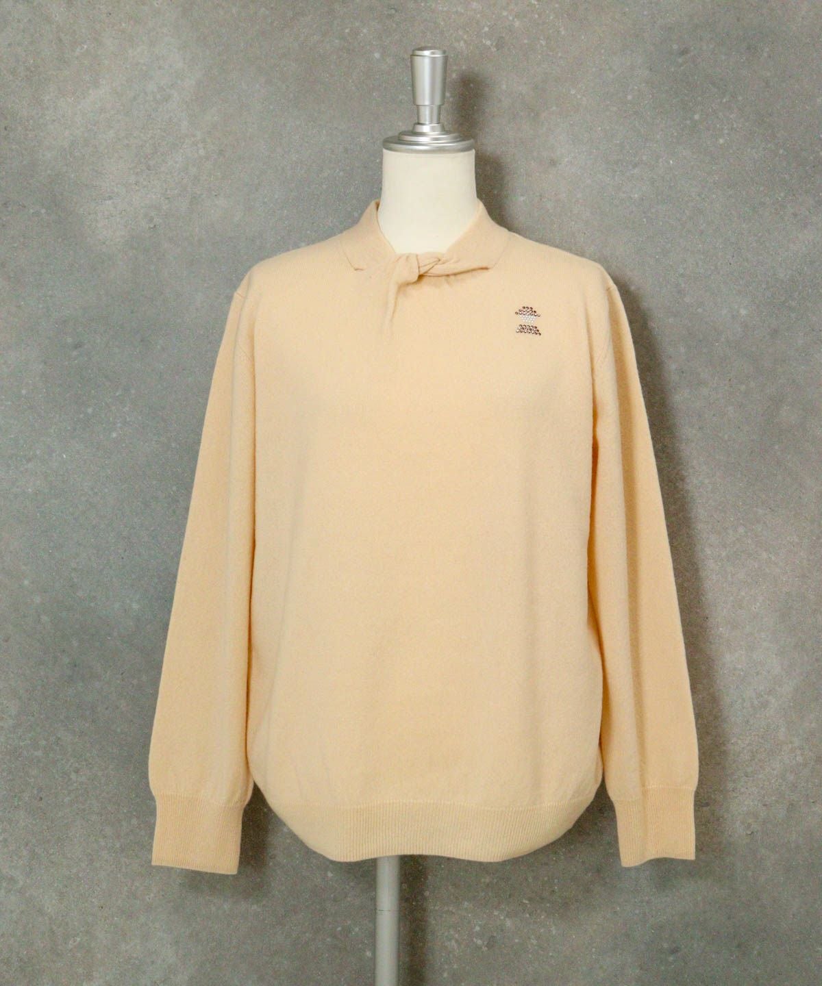 ウール100％ツイストネックニット（ベージュ）