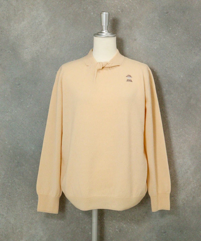 ウール100％ツイストネックニット（ベージュ）