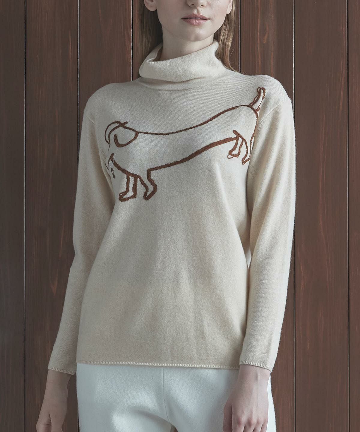 ウール100％DOG刺繍ハイネックニット|スタジオピッコーネ - ゴルフ