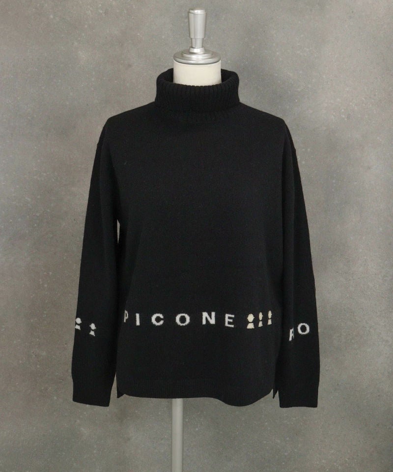 ウール100％ロゴタートルニット（ブラック）