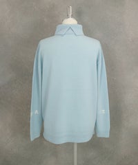 ウール100％ロゴタートルニット後（ライトブルー）