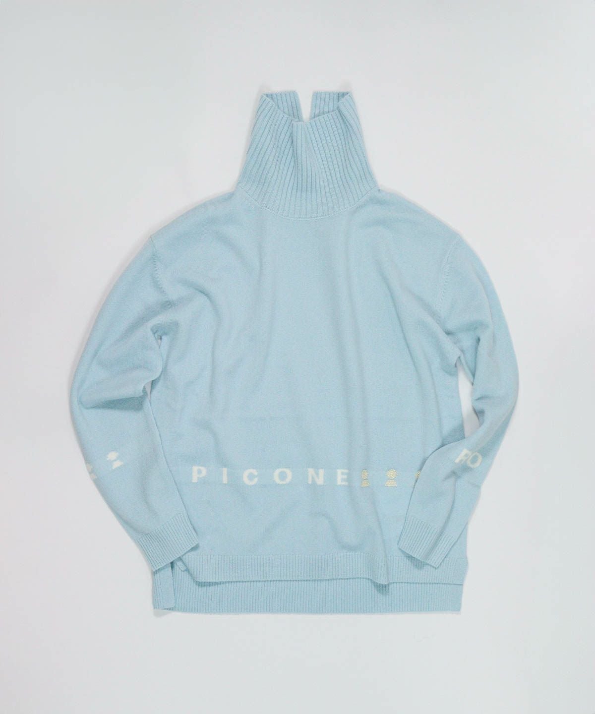 ウール100％ロゴタートルニット（ライトブルー）