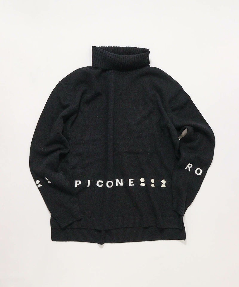 ウール100％ロゴタートルニット（ブラック）