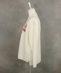 ウール100％ピクセル刺繍ニット横（ホワイト）