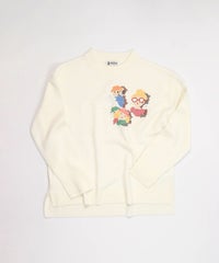 ウール100％ピクセル刺繍ニット（ホワイト）