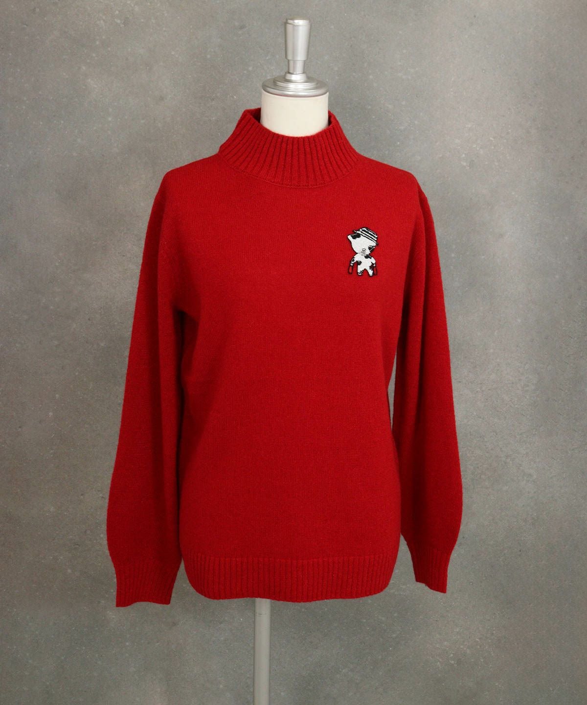  ウール混ポイントワッペンニット（レッド）