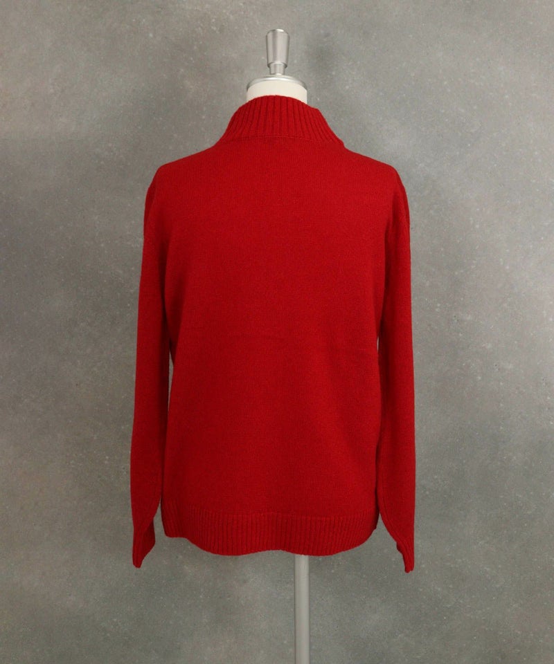  ウール混ポイントワッペンニット後（レッド）