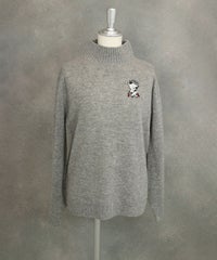 ウール混ポイントワッペンニット（グレー）