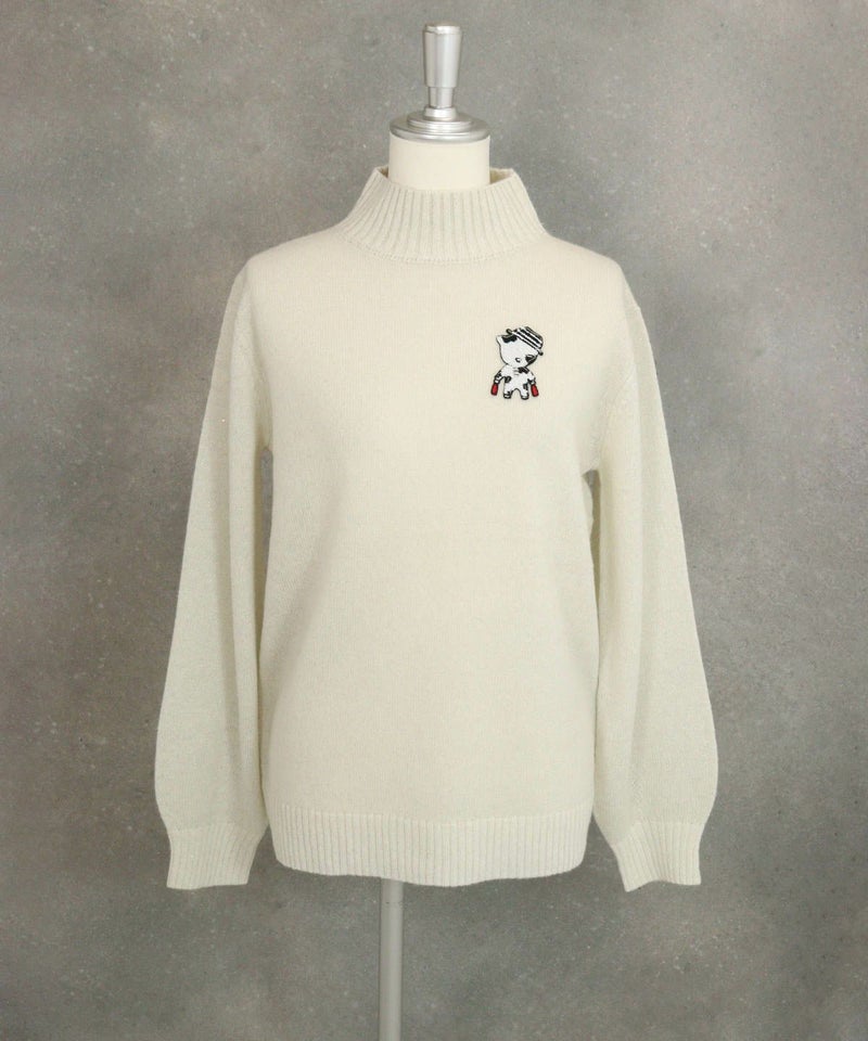  ウール混ポイントワッペンニット（ホワイト）