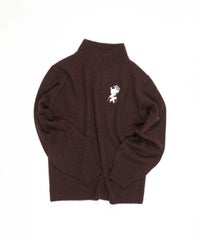  ウール混ポイントワッペンニット（ブラウン）