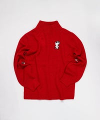  ウール混ポイントワッペンニット（レッド）