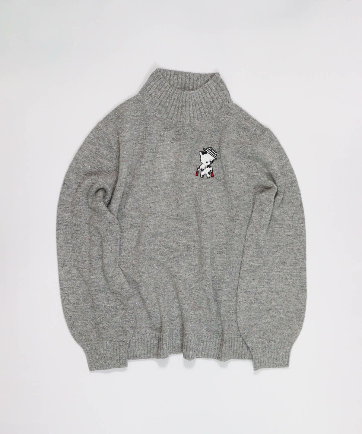  ウール混ポイントワッペンニット（グレー）