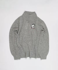  ウール混ポイントワッペンニット（グレー）