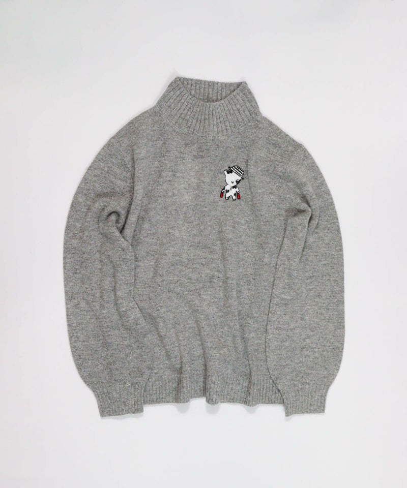  ウール混ポイントワッペンニット（グレー）