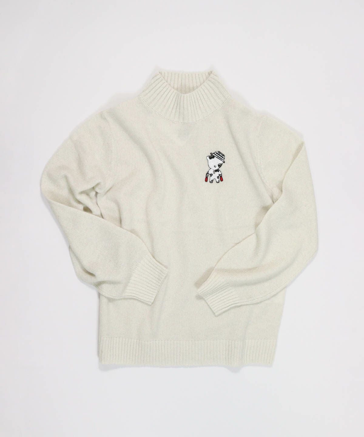  ウール混ポイントワッペンニット（ホワイト）