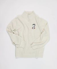  ウール混ポイントワッペンニット（ホワイト）