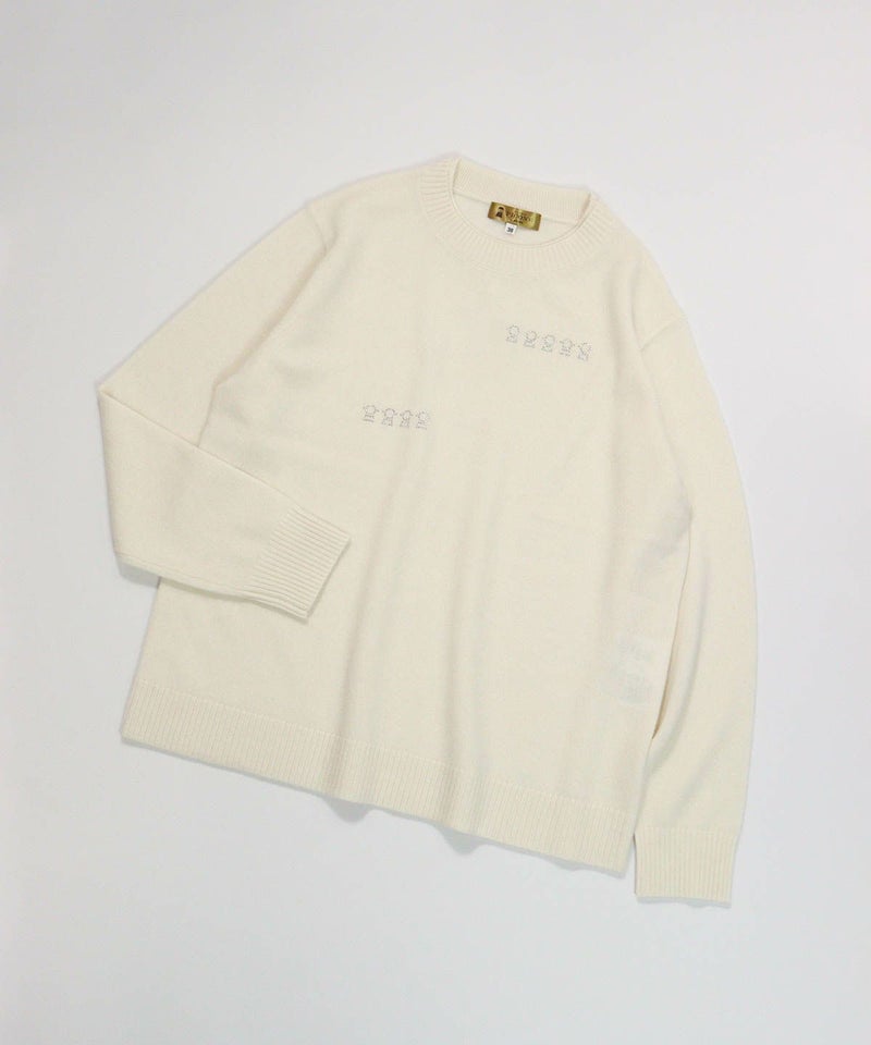 カシミヤ100％ピコストーンニット（ホワイト）