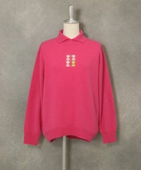 カシミヤ100％襟付きニット(ピンク)前