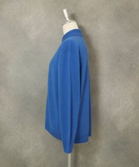 カシミヤ100％襟付きニット(ブルー)横