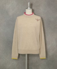 カシミヤ100％ポイントカラーニット(ベージュ)前