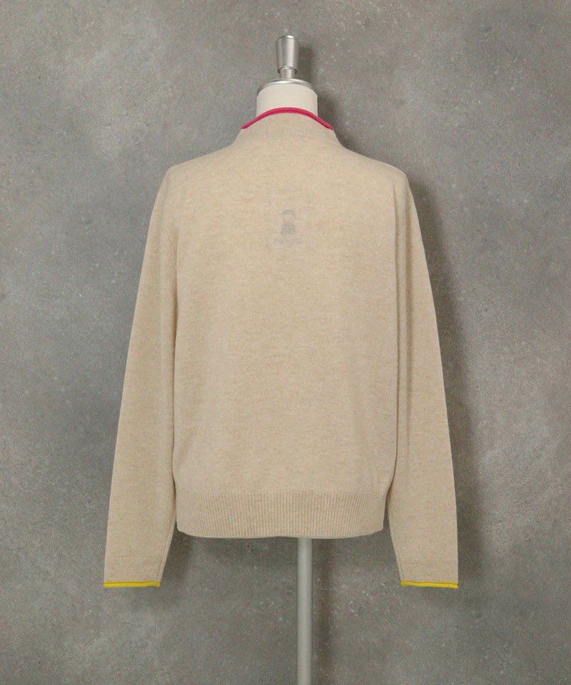 カシミヤ100％ポイントカラーニット(ベージュ)後ろ