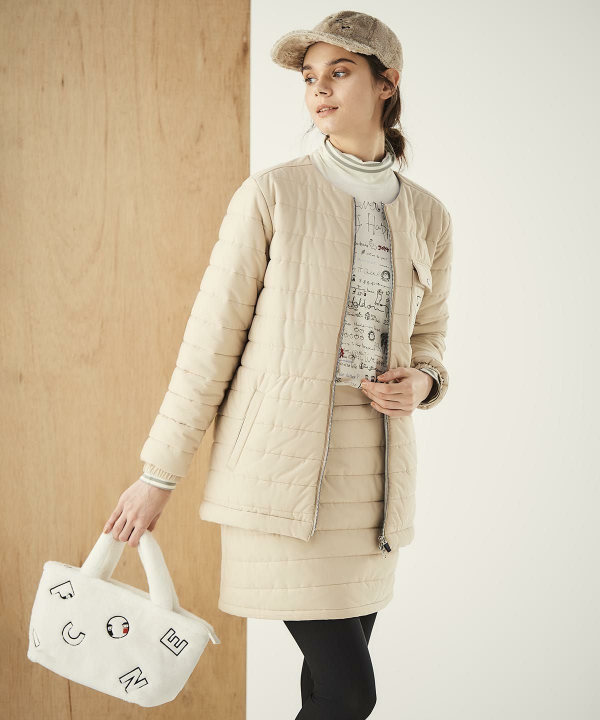 防風保温ノーカラー中綿ブルゾン|ピッコーネクラブ - ゴルフウェアや