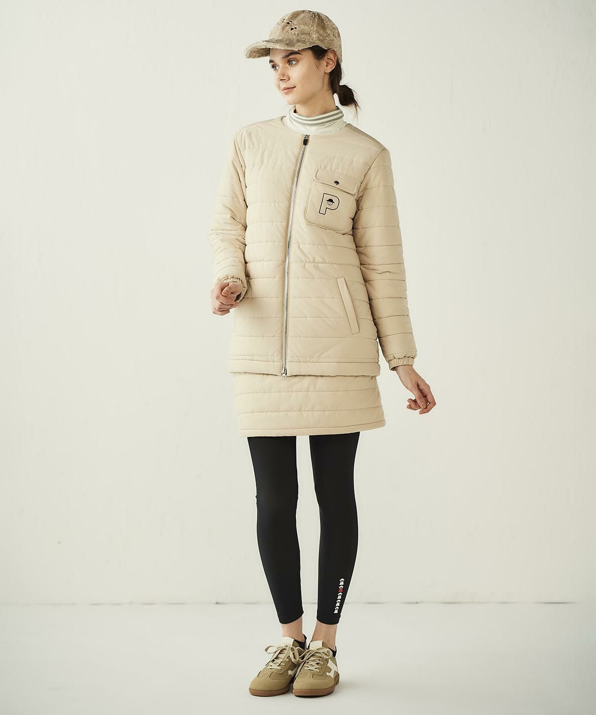 防風保温ノーカラー中綿ブルゾン|ピッコーネクラブ - ゴルフウェアや