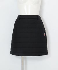 防風保温中綿キルトスカート(ブラック)前