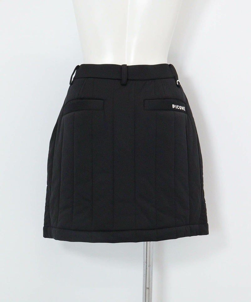 防風保温中綿キルトスカート(ブラック)後ろ
