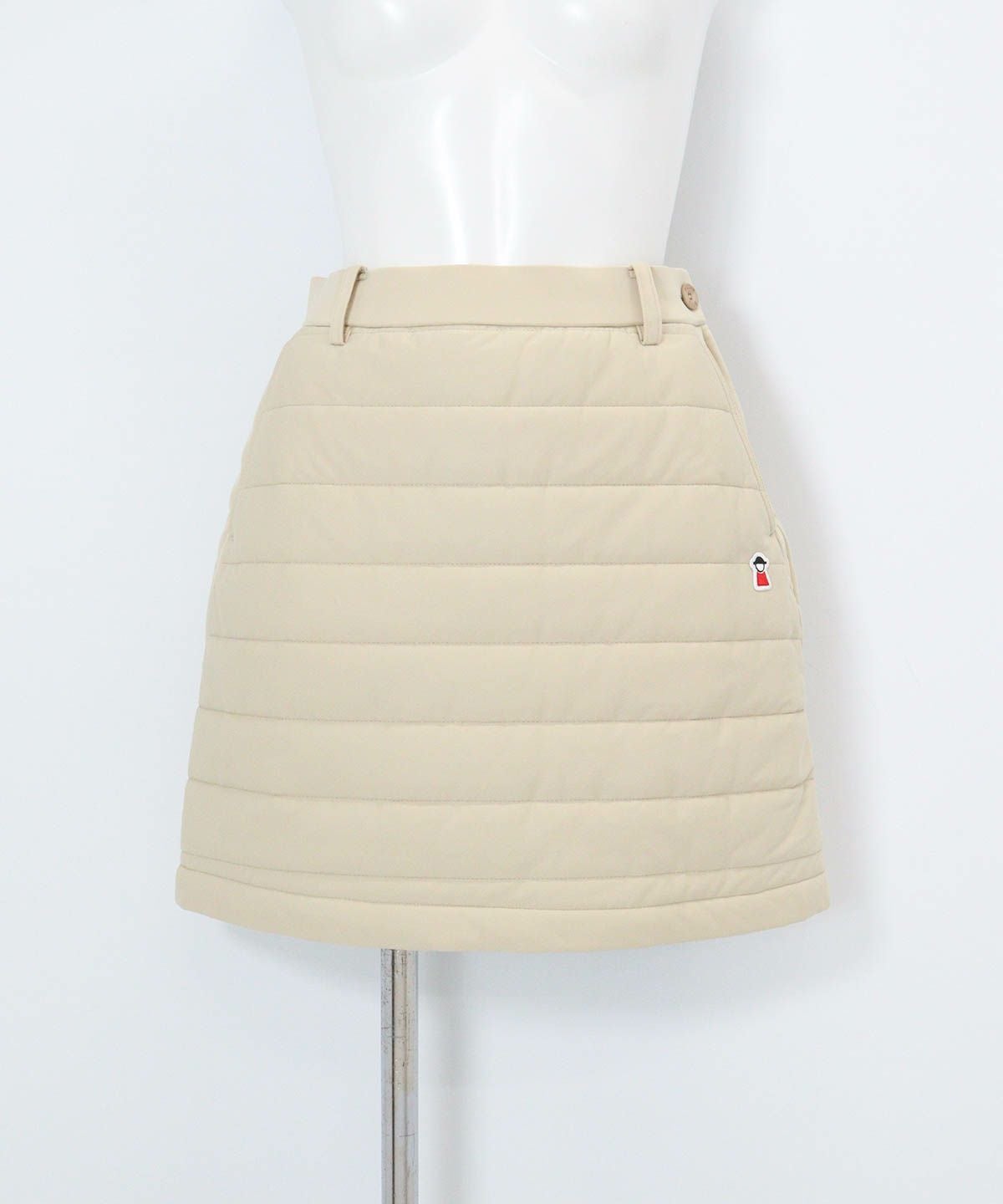 防風保温中綿キルトスカート(ベージュ)前