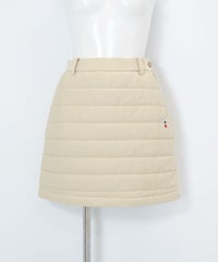 防風保温中綿キルトスカート(ベージュ)前