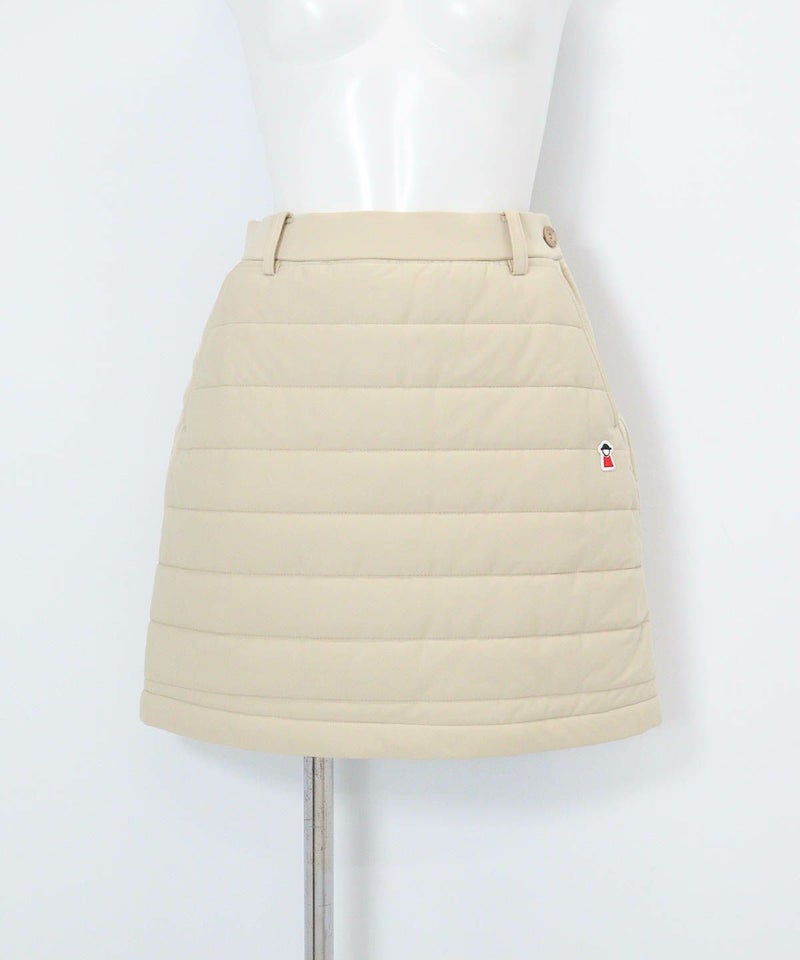 防風保温中綿キルトスカート(ベージュ)前