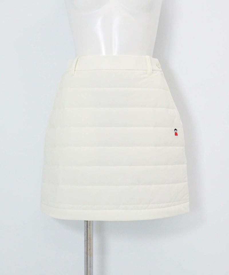 防風保温中綿キルトスカート(ホワイト)前