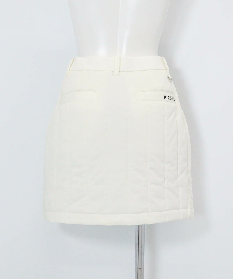 防風保温中綿キルトスカート(ホワイト)後ろ
