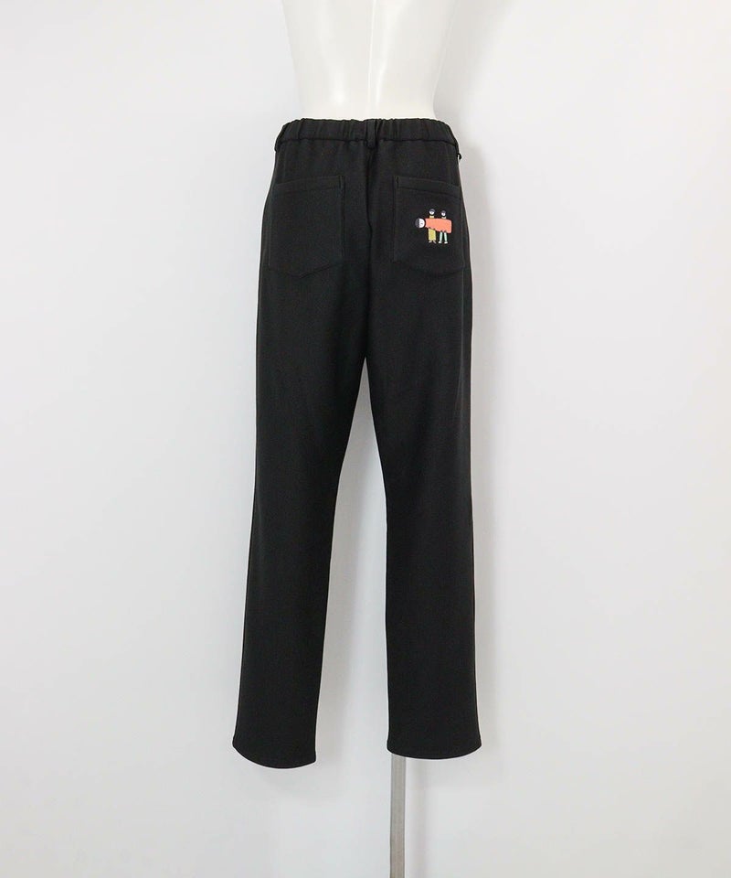 バック刺繍裏起毛ジャージーパンツ(ブラック)後ろ