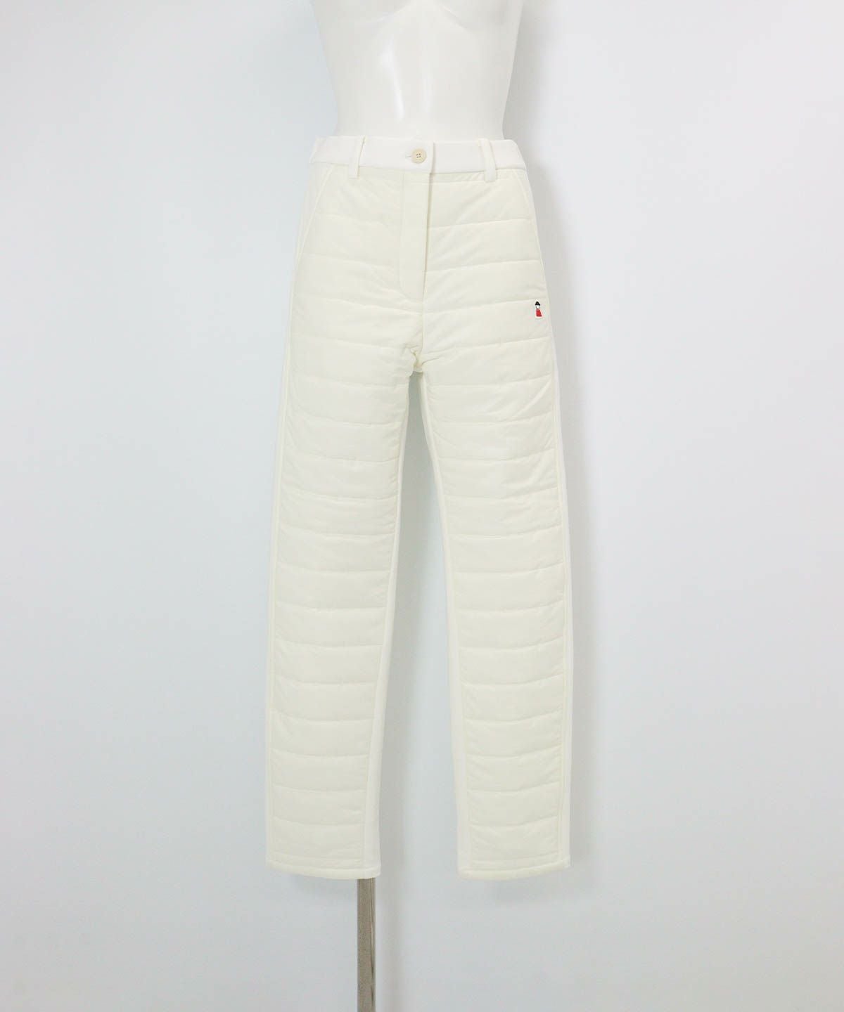 防風撥水中綿キルト切替パンツ(ホワイト)前