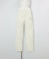 防風撥水中綿キルト切替パンツ(ホワイト)前