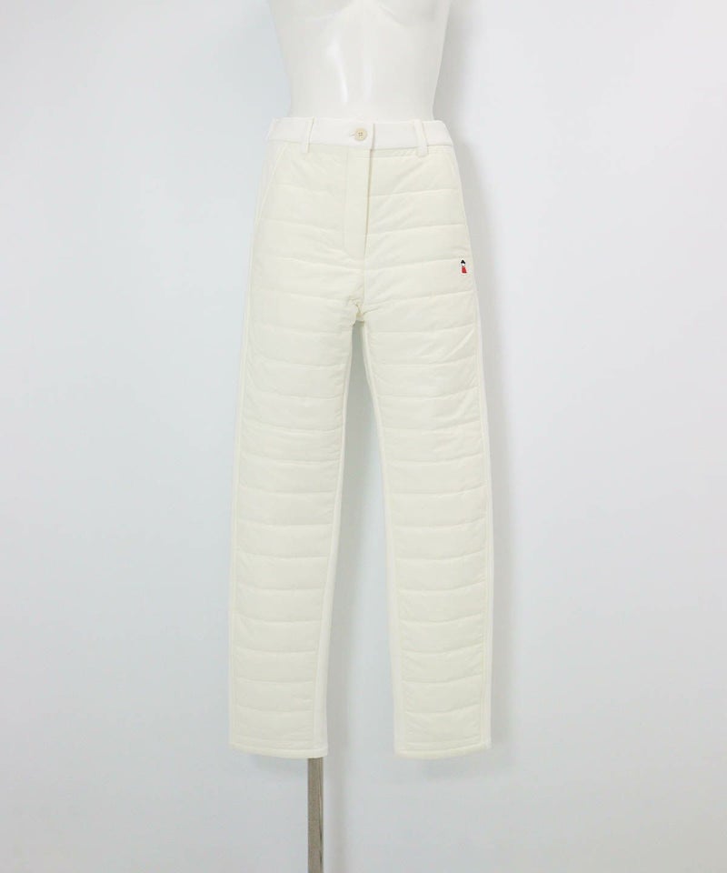 防風撥水中綿キルト切替パンツ(ホワイト)前