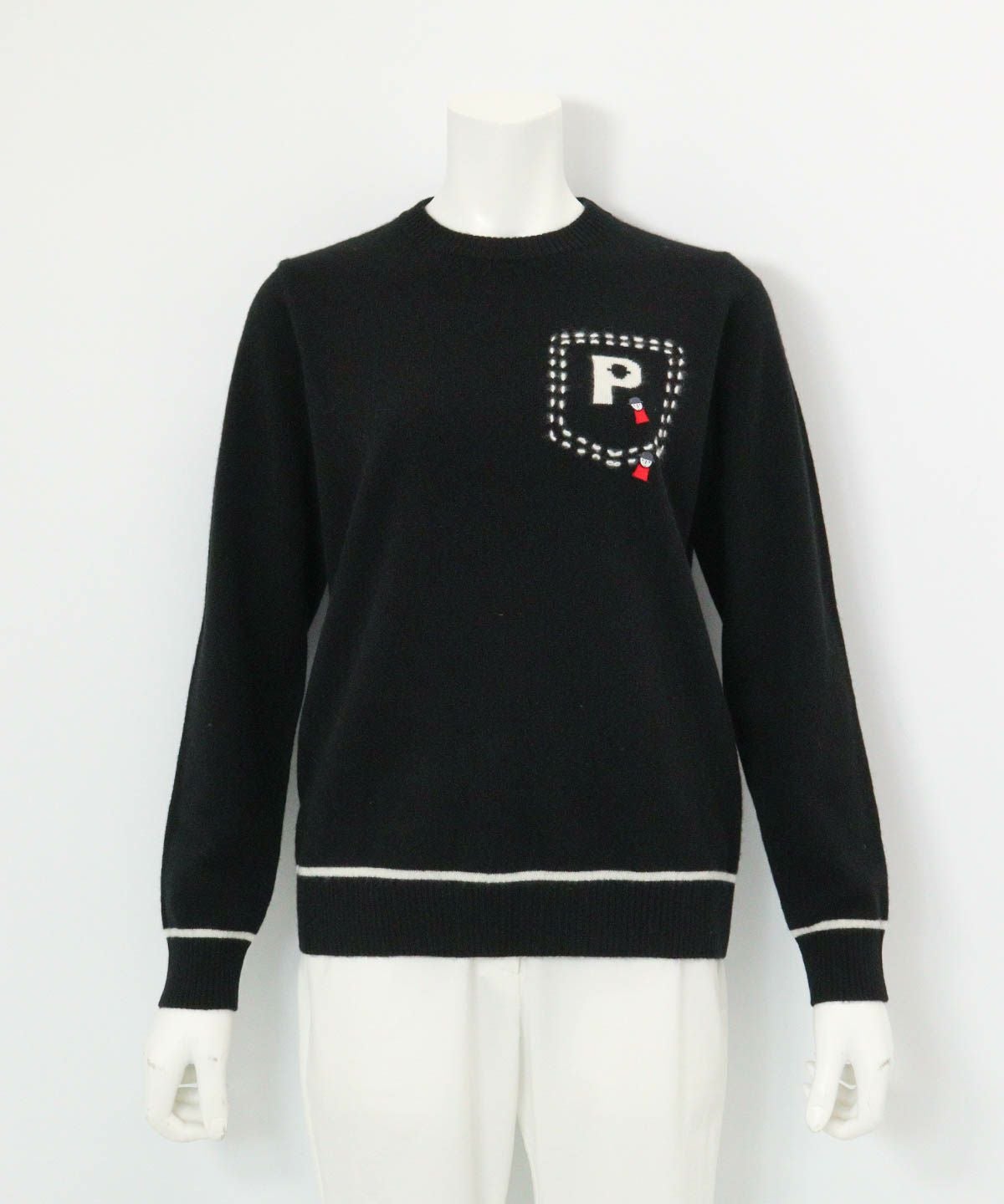 カシミヤ100％ラインニット （ブラック）