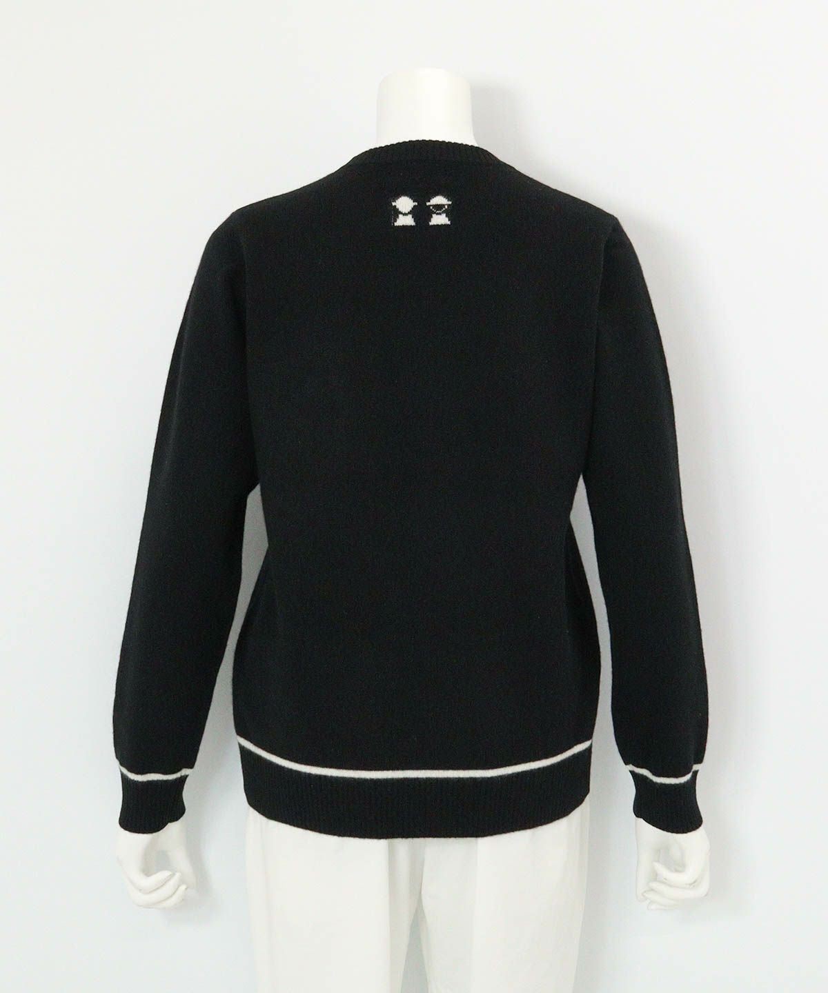 カシミヤ100％ラインニット 後（ブラック）