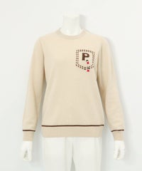 カシミヤ100％ラインニット （ベージュ）