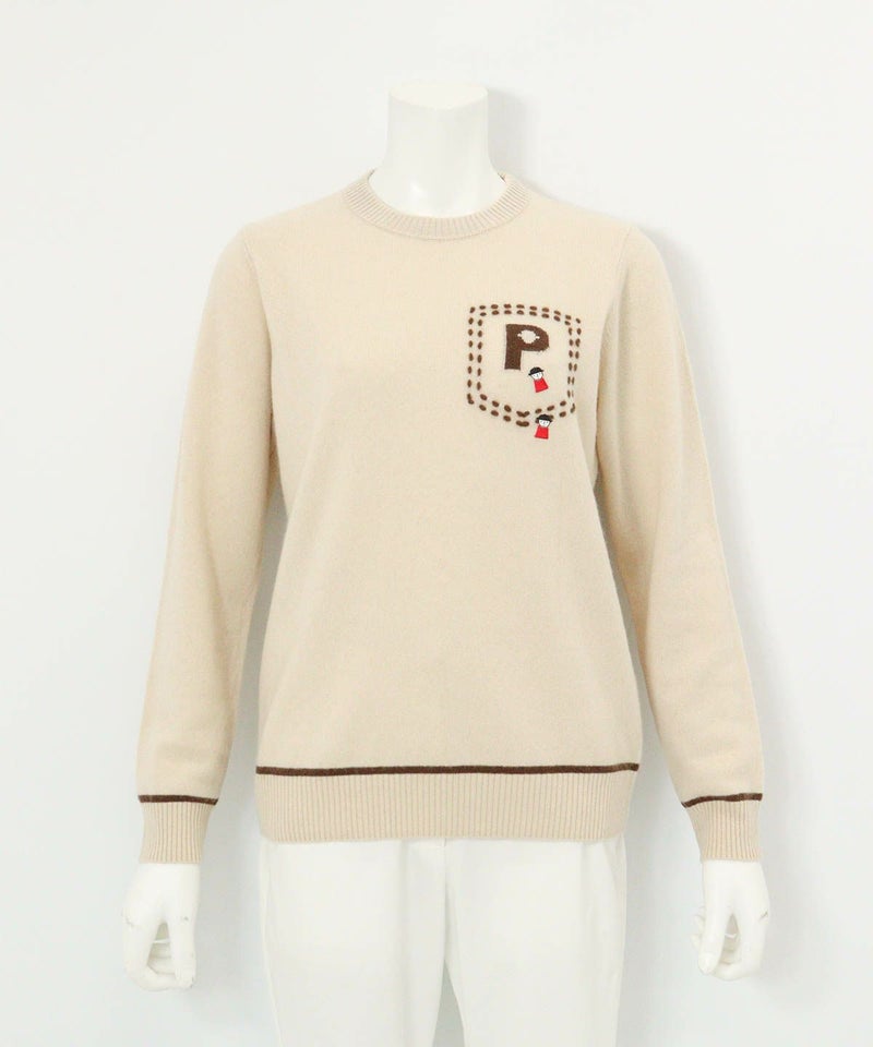 カシミヤ100％ラインニット （ベージュ）