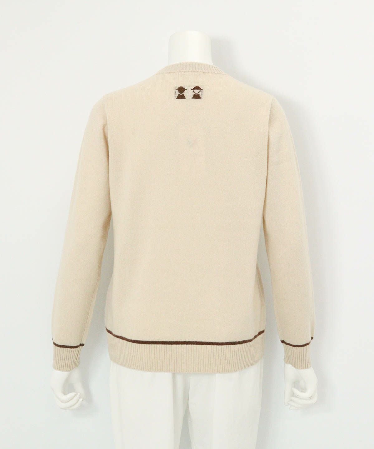 カシミヤ100％ラインニット後 （ベージュ）