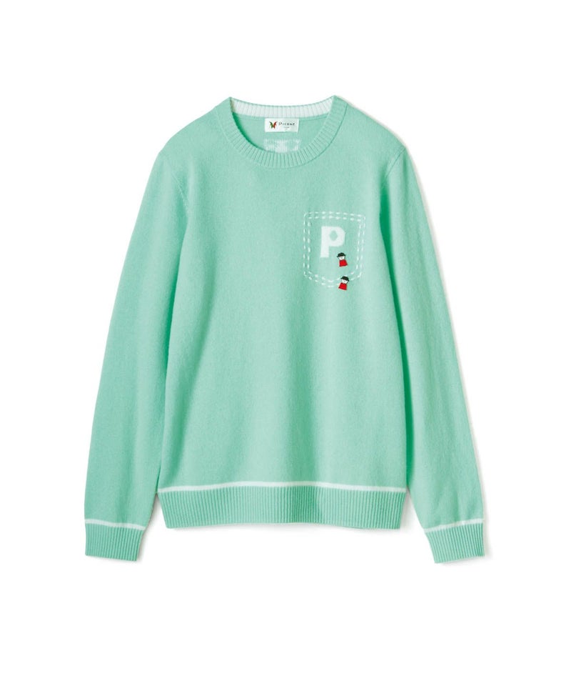 カシミヤ100％ラインニット （ライトグレー）