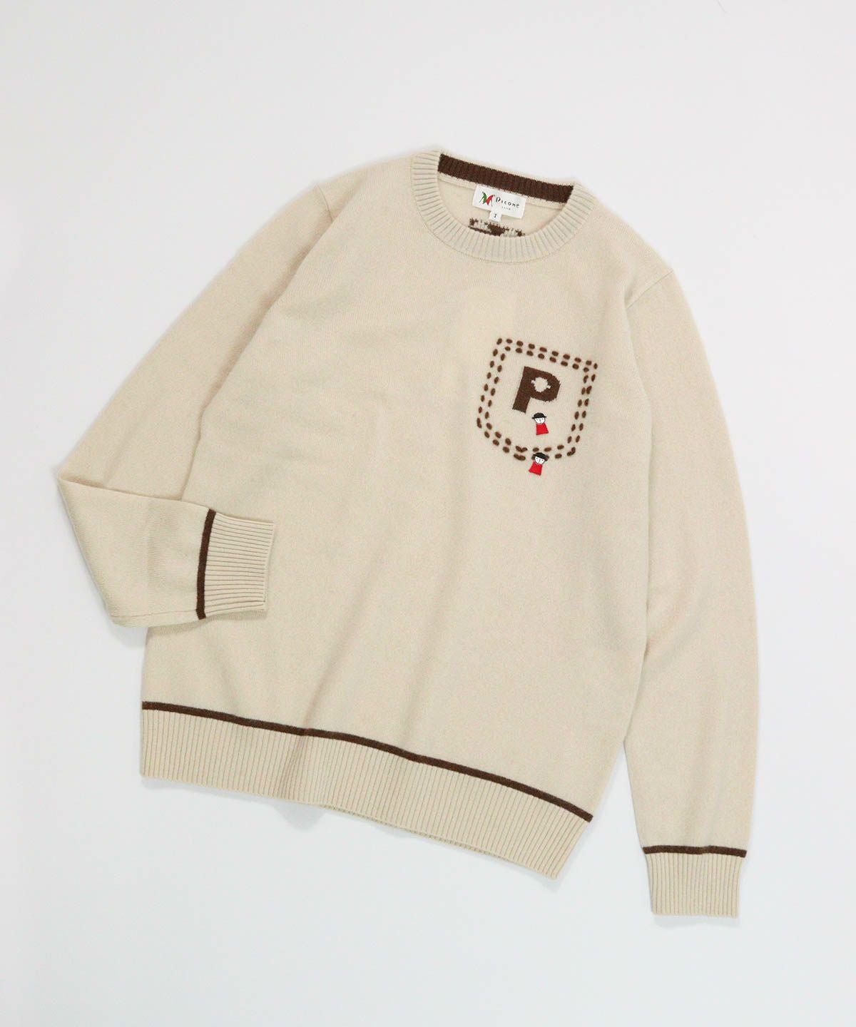 カシミヤ100％ラインニット （ベージュ）