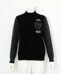 カシミヤ100％配色ニット（ブラック）