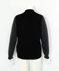 カシミヤ100％配色ニット後（ブラック）