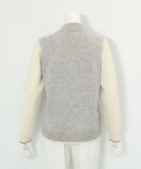 カシミヤ100％配色ニット後（ライトグレー）